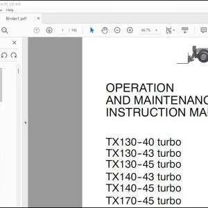 Case TX130-40 turbo TX130-43 turbo TX130-45 turbo TX140-43 turbo TX140-45 turbo TX170-45 turbo Telehandlers Operation & Maintenance Instruction Manual 6-87001