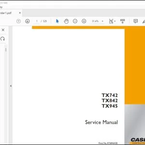 Case TX742 TX842 TX945 Telehandlers Service Manual 87684642B - PDF DOWNLOAD