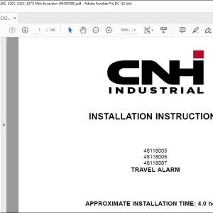 Case Travel Alarm CX26C CX30C CX33C CX37C E26C E30C E33C E37C Mini Excavator Installation Instructions Manual