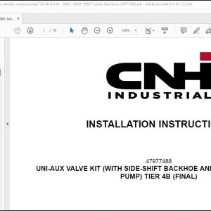 Case Uni-aux valve kit Tier 4B (final) - 580ST 590ST 695ST Loader backhoes Manual 47977489 - PDF