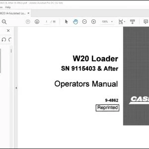 Case W20 Loader Operators Manual 9-4862 - PDF DOWNLOAD