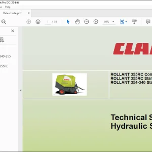 Claas Baler ROLLANT 355RC Comfort 355RC Standard 354-340 Standard Technical Systems Hydraulic Manual