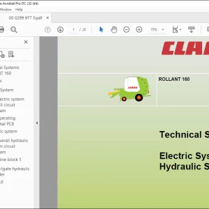 Claas Balers ROLLANT 160 Electric System Hydraulic System Technical Systems Manual - PDF DOWNLOAD