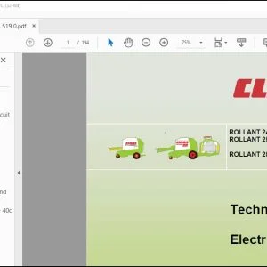 Claas Balers ROLLANT 240 250 254 255 Hydraulic System  Technical Systems Manual - PDF DOWNLOAD