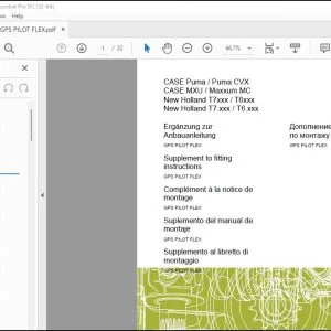 Claas CASE Puma  Puma CVX CASE MXU  Maxxum MC New Holland T7xxx  T6xxx New Holland T7.xxx  T6.xxx GPS PILOT FLEX Fitting Supplement to instructions Manual_DE_EN_FR_ES_IT_RU