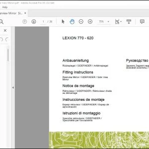 Claas Combine LEXION 770 - 620 Rearview Mirror / SIDEFINDER / Side View Mirror Fitting INSTRUCTIONS MANUAL_DE_EN_FR_IT_ES_RU  - PDF DOWNLOAD