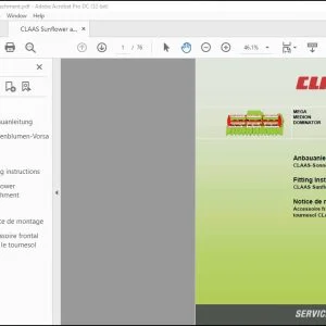 Claas Combine MEGA MEDION DOMINATOR CLAAS Sunflower attachment Fitting instructions Manual_DE_EN_FR -PDF DOWNLOAD