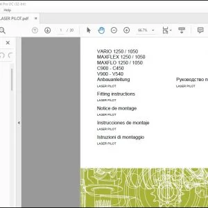 Claas Combine VARIO 1250  1050 MAXFLEX 1250  1050 MAXFLO 1250  1050 C900 - C450 V900 - V540 LASER PILOT Fitting Instructions Manual_DE_FR_EN_IT_ES_RU