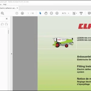 Claas Combines LEXION 560–510 LEXION 560–520 MONTANA Electric deflector adjustment system Fitting instructions Manual_DE_EN_FR