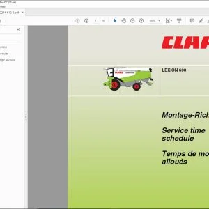 Claas Combines LEXION 600 Time Schedule Manual - PDF DOWNLOAD