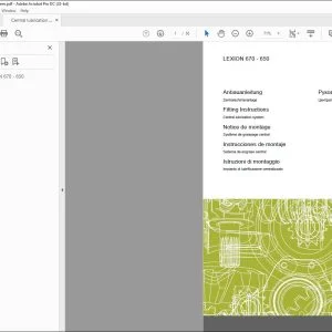 Claas Combines LEXION 670 - 650 Central lubrication system Fitting Instructions Manual -  PDF DOWNLOAD