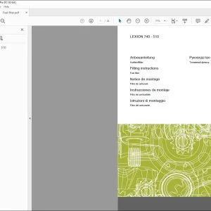 Claas Combines LEXION 740 - 510  Fuel filter Fitting Instructions Manual - PDF DOWNLOAD