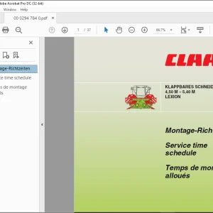 Claas KLAPPBARES SCHNEIDWERK 4,50 M – 5,40 M LEXION Service time schedule Manual