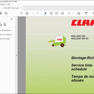 Claas ROLLANT 250 ROLLANT 250 RC Service time schedule Manual - PDF DOWNLOAD