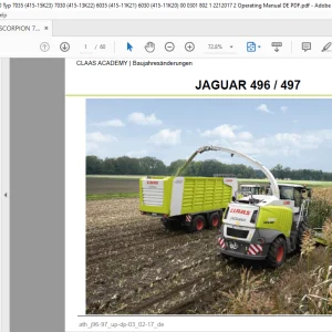 Claas SCORPION 7035 7030 6035 6030 Typ 7035 (415-15K23) 7030 (415-13K22) 6035 (415-11K21) 6030 (415-11K20) 00 0301 802 1 2212017 2 Operating Manual DE PDF
