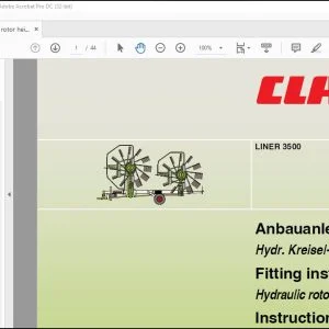 Claas Swather LINER 3500 Hydraulic rotor height adjustment Fitting Instructions Manual_DE_FR_EN_IT_ES_RU - PDF DOWNLOAD