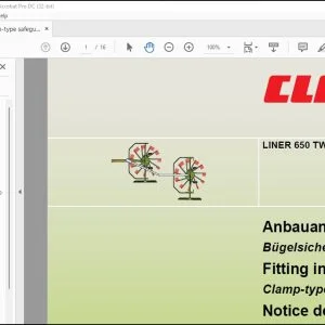 Claas Swather LINER 650 TWIN Clamp-type safeguard Fitting instructions Manual_DE_FR_EN_IT_ES_RU - PDF DOWNLOAD