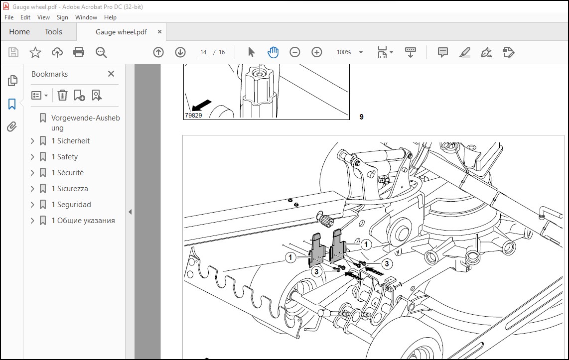 Claas Swather LINER 750 TWIN Gauge wheel Fitting instructions Manual_DE ...