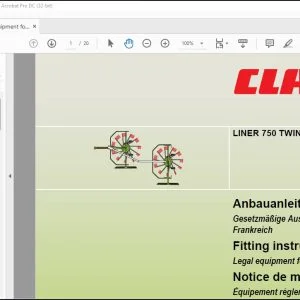 Claas Swather LINER 750 TWIN Legal equipment for France Fitting instructions Manual_DE_FR_EN_IT_ES_RU - PDF DOWNLOAD