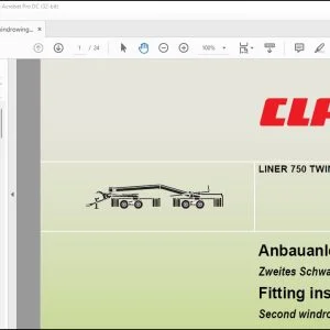 Claas Swather LINER 750 TWIN Second windrowing rubber Fitting instructions Manual_DE_FR_EN_IT_ES_RU -  PDF DOWNLOAD