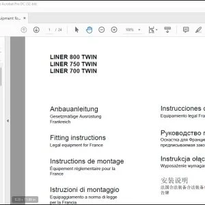 Claas Swather LINER 800 TWIN  750 TWIN 700 TWIN Legal equipment for France Fitting instructions Manual_DE_FR_EN_IT_ES_RU