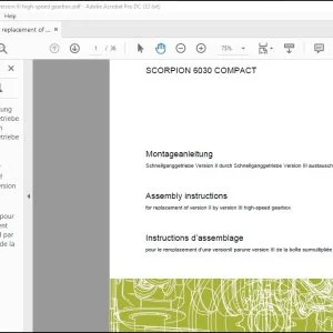 Claas Telehandler SCORPION 6030 COMPACT for replacement of version II by version III high-speed gearbox Assembly Instructions Manual_DE_FR_EN_IT_ES_RU