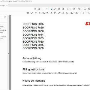 Claas Telehandlers SCORPION 9055 7055 7050 7044 7035 7030 6035 6030 Fitting Instructions Manual