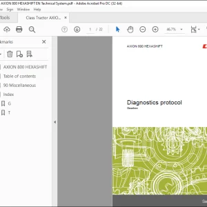 Claas Tractor AXION 800 HEXASHIFT Gearbox Diagnostics protocol Technical Manual - PDF DOWNLOAD