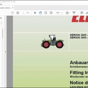 Claas Tractor XERION 3800 - 3300 TRAC  TRAC VC XERION 3800 - 3300 SADDLE TRAC Windscreen washer rear Fitting instructions Manual_DE_FR_EN_IT_ES_RU