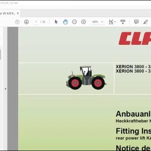 Claas Tractor XERION 3800 - 3300 TRAC  TRAC VC XERION 3800 - 3300 SADDLE TRAC rear power lift KAT4 Fitting instructions Manual_DE_FR_EN_IT_ES_RU