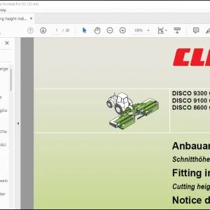 Class DISCO 9300 C Duo DISCO 9100 C AUTOSWATHER DISCO 8600 C Duo Cutting height indicator Fitting instructions Manual_DE_EN_FR_ES_IT_RU_PL_ZH