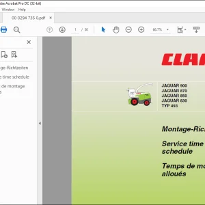 Claas Forage Harvesters JAGUAR 900 870 850 830 TYP 493 Time Schedule Manual_FR DE EN RU - PDF DOWNLOAD
