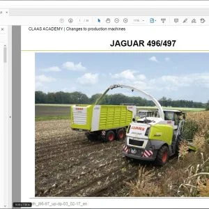 Class Forage Harvesters JAGUAR 980-930  JAGUAR 880-830 EN Tranining Document Manual - PDF DOWNLOAD