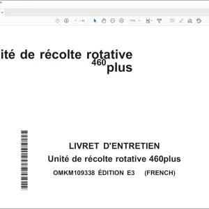 FENDT 460plus Unite de recolte rotative LIVRET  D'ENTRETIEN - PDF DOWNLOAD (FRENCH)