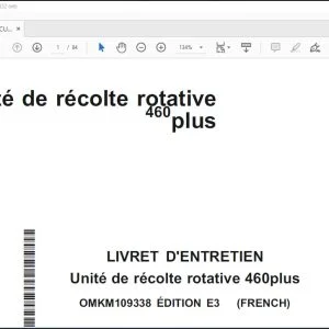 FENDT 460plus Unite de recolte rotative LIVRET  D'ENTRETIEN - PDF DOWNLOAD (FRENCH)