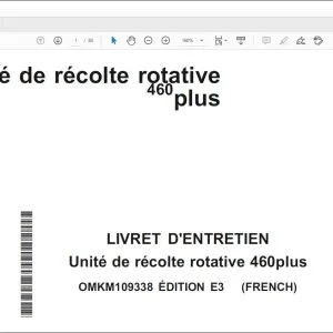FENDT 460plus Unite de recolte rotative  LIVRET  D'ENTRETIEN - PDF DOWNLOAD (FRENCH)