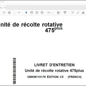 FENDT 475plus Unités de récolte rotative LIVRET D'ENTRETIEN - PDF DOWNLOAD (FRENCH)