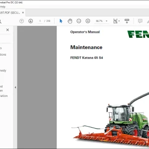 FENDT Katana 65 S4 Maintenance Operator's Manual - PDF DOWNLOAD