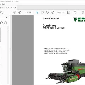 FENDT NA Harvesting 5275 C - 6335 C Combines Operator's Manual - PDF DOWNLOAD