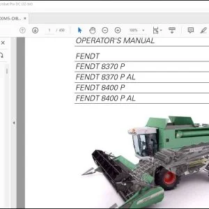 FENDT NA Harvesting 8370 P 8870 PAL 8400 P 8400 PAL Combines Series Operator's Manual - PDF DOWNLOAD