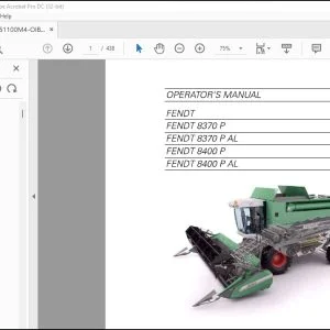 FENDT NA Harvesting 8370 P 8870 PA L 8400 P 8400 PA L Combines Series Operator's Manual - PDF DOWNLOAD
