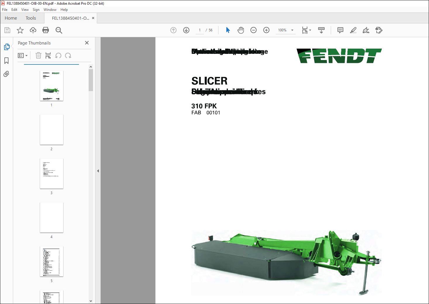 FENDT NA Hay Equipment SLICER 310 FPK Operator's Manual - PDF DOWNLOAD ...