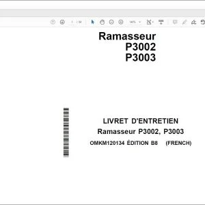 FENDT Ramasseur P3002 P3003 LIVRET D'ENTRETIEN - PFD DOWNLOD (FRENCH)