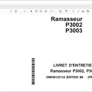 FENDT Ramasseur P3002, P3003 LIVRET D'ENTRETIEN - PDF DOWNLOAD (FRENCH)