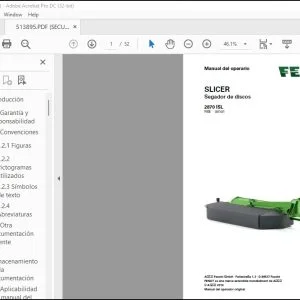 FENDT SLICER Segador de discos 2870 ISL Manual del operario -  PDF DOWNLOAD (Spanish)