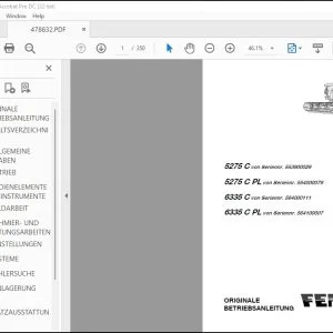 Fendt 5275 C 5275 C PL 6335 C 6335 C PL BETRIEBSANLEITUNG - PDF DOWNLOAD (GERMAN)