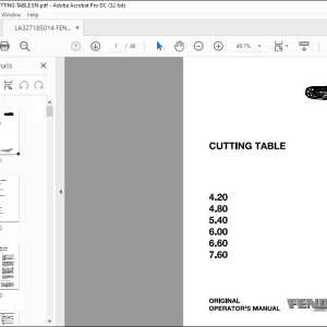 Fendt Eu Harvesting Cutting Table 4.20 4.80 5.40 6.00 6.60 7.60 Operator's Manual - PDF DOWNLOAD