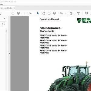 Fendt Eu Rubber Track Tractor 500 Vario S4 512 Vario S4 Profi ProfiPlus 513 Vario S4 Profi - ProfiPlus 514 Vario S4 Profi - ProfiPlus 516 Vario S4 Profi - ProfiPlus Maintenance Operator's Manual