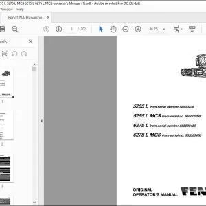 Fendt NA Harvesting 5255 L 5275 L MCS 6275 L 6275 L MCS operator's Manual - PDF DOWNLOAD