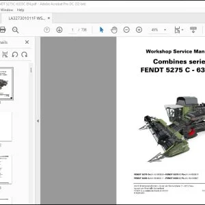 Fendt NA Harvesting 5275 C - 6335 C Combines series Workshop Service Manual - PDF DOWNLOAD